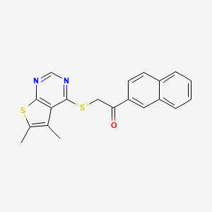 molecular formula C20H16N2OS2 B4070648 2-[(5,6-dimethylthieno[2,3-d]pyrimidin-4-yl)thio]-1-(2-naphthyl)ethanone 