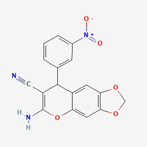 molecular formula C17H11N3O5 B4070660 6-氨基-8-(3-硝基苯基)-8H-[1,3]二氧杂环[4,5-g]色烯-7-腈 