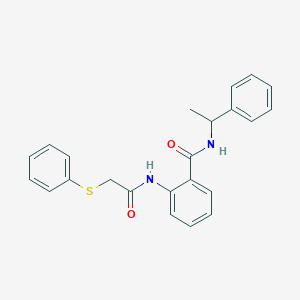 molecular formula C23H22N2O2S B4070667 N-(1-phenylethyl)-2-{[(phenylthio)acetyl]amino}benzamide 
