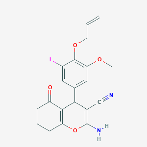 molecular formula C20H19IN2O4 B4070675 4-[4-(allyloxy)-3-iodo-5-methoxyphenyl]-2-amino-5-oxo-5,6,7,8-tetrahydro-4H-chromene-3-carbonitrile 