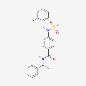 molecular formula C24H26N2O3S B4070683 4-[(2-methylbenzyl)(methylsulfonyl)amino]-N-(1-phenylethyl)benzamide 