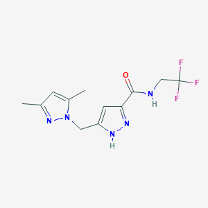 molecular formula C12H14F3N5O B4070706 5-[(3,5-dimethyl-1H-pyrazol-1-yl)methyl]-N-(2,2,2-trifluoroethyl)-1H-pyrazole-3-carboxamide 