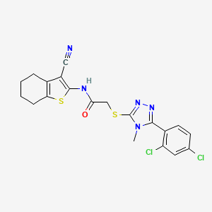 molecular formula C20H17Cl2N5OS2 B4070719 N-(3-cyano-4,5,6,7-tetrahydro-1-benzothien-2-yl)-2-{[5-(2,4-dichlorophenyl)-4-methyl-4H-1,2,4-triazol-3-yl]thio}acetamide 