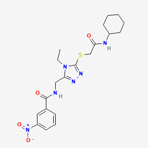 molecular formula C20H26N6O4S B4070736 N-[(5-{[2-(cyclohexylamino)-2-oxoethyl]thio}-4-ethyl-4H-1,2,4-triazol-3-yl)methyl]-3-nitrobenzamide 