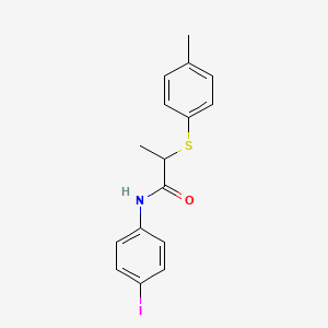molecular formula C16H16INOS B4070757 N-(4-iodophenyl)-2-[(4-methylphenyl)thio]propanamide 
