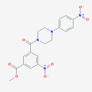 molecular formula C19H18N4O7 B407078 3-Nitro-5-[4-(4-nitro-phenyl)-piperazine-1-carbonyl]-benzoic acid methyl ester 