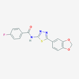 molecular formula C16H10FN3O3S B407080 N-[5-(1,3-benzodioxol-5-yl)-1,3,4-thiadiazol-2-yl]-4-fluorobenzamide 