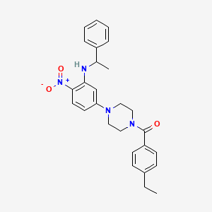 molecular formula C27H30N4O3 B4070800 5-[4-(4-ethylbenzoyl)-1-piperazinyl]-2-nitro-N-(1-phenylethyl)aniline 