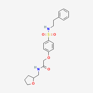 molecular formula C21H26N2O5S B4070819 2-(4-{[(2-phenylethyl)amino]sulfonyl}phenoxy)-N-(tetrahydro-2-furanylmethyl)acetamide 