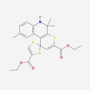 molecular formula C23H25NO4S3 B407085 diethyl 5',5',9'-trimethylspiro[1,3-dithiole-2,1'-6H-thiopyrano[2,3-c]quinoline]-3',4-dicarboxylate CAS No. 332043-54-6