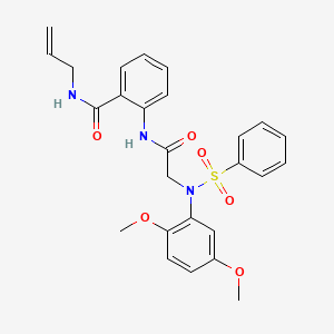 molecular formula C26H27N3O6S B4070866 N-allyl-2-{[N-(2,5-dimethoxyphenyl)-N-(phenylsulfonyl)glycyl]amino}benzamide 