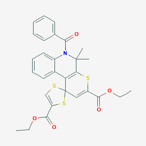 molecular formula C29H27NO5S3 B407087 Diethyl 5',5'-dimethyl-6'-(phenylcarbonyl)-5',6'-dihydrospiro[1,3-dithiole-2,1'-thiopyrano[2,3-c]quinoline]-3',4-dicarboxylate 