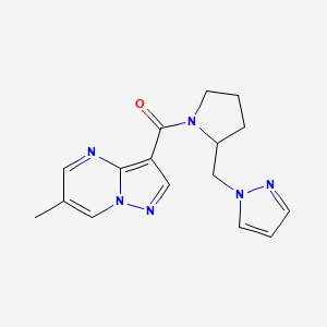 molecular formula C16H18N6O B4070878 6-methyl-3-{[2-(1H-pyrazol-1-ylmethyl)pyrrolidin-1-yl]carbonyl}pyrazolo[1,5-a]pyrimidine 