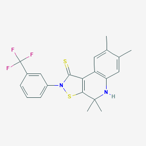 molecular formula C21H19F3N2S2 B407088 4,4,7,8-tetramethyl-2-[3-(trifluoromethyl)phenyl]-5H-[1,2]thiazolo[5,4-c]quinoline-1-thione CAS No. 332043-40-0