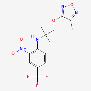 molecular formula C14H15F3N4O4 B4070918 N-{1,1-dimethyl-2-[(4-methyl-1,2,5-oxadiazol-3-yl)oxy]ethyl}-2-nitro-4-(trifluoromethyl)aniline 