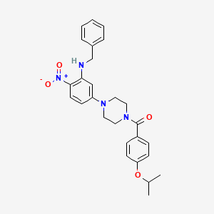 molecular formula C27H30N4O4 B4070923 N-benzyl-5-[4-(4-isopropoxybenzoyl)-1-piperazinyl]-2-nitroaniline 