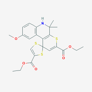 molecular formula C23H25NO5S3 B407093 diethyl 9'-methoxy-5',5'-dimethylspiro[1,3-dithiole-2,1'-6H-thiopyrano[2,3-c]quinoline]-3',4-dicarboxylate CAS No. 352445-37-5
