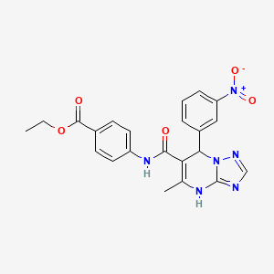 molecular formula C22H20N6O5 B4070935 ethyl 4-({[5-methyl-7-(3-nitrophenyl)-4,7-dihydro[1,2,4]triazolo[1,5-a]pyrimidin-6-yl]carbonyl}amino)benzoate 