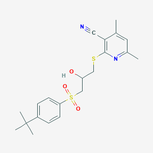 molecular formula C21H26N2O3S2 B4070941 2-({3-[(4-tert-butylphenyl)sulfonyl]-2-hydroxypropyl}thio)-4,6-dimethylnicotinonitrile 
