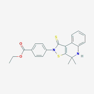 molecular formula C21H20N2O2S2 B407095 ethyl 4-(4,4-dimethyl-1-sulfanylidene-5H-[1,2]thiazolo[5,4-c]quinolin-2-yl)benzoate CAS No. 332043-99-9