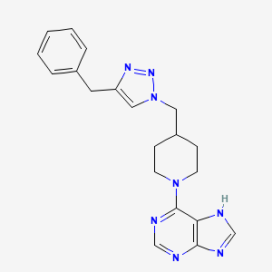molecular formula C20H22N8 B4070952 6-{4-[(4-benzyl-1H-1,2,3-triazol-1-yl)methyl]piperidin-1-yl}-9H-purine 