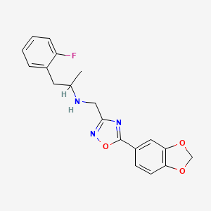 molecular formula C19H18FN3O3 B4070961 N-{[5-(1,3-benzodioxol-5-yl)-1,2,4-oxadiazol-3-yl]methyl}-1-(2-fluorophenyl)propan-2-amine 