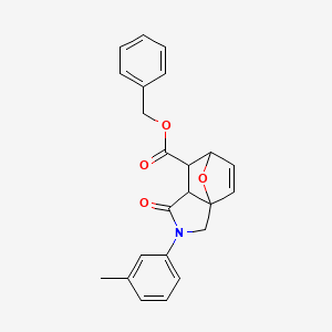 molecular formula C23H21NO4 B4070966 benzyl 3-(3-methylphenyl)-4-oxo-10-oxa-3-azatricyclo[5.2.1.0~1,5~]dec-8-ene-6-carboxylate 
