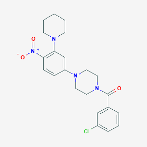 molecular formula C22H25ClN4O3 B4070970 1-(3-chlorobenzoyl)-4-[4-nitro-3-(1-piperidinyl)phenyl]piperazine 
