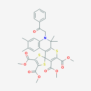 Tetramethyl 5',5',8',9'-tetramethyl-6'-(2-oxo-2-phenylethyl)-5',6'-dihydrospiro[1,3-dithiole-2,1'-thiopyrano[2,3-c]quinoline]-2',3',4,5-tetracarboxylate