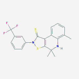 molecular formula C20H17F3N2S2 B407108 4,4,6-trimethyl-2-[3-(trifluoromethyl)phenyl]-4,5-dihydroisothiazolo[5,4-c]quinoline-1(2H)-thione 