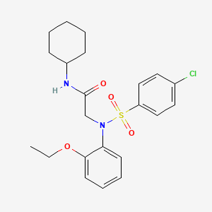 molecular formula C22H27ClN2O4S B4071094 N~2~-[(4-chlorophenyl)sulfonyl]-N~1~-cyclohexyl-N~2~-(2-ethoxyphenyl)glycinamide 