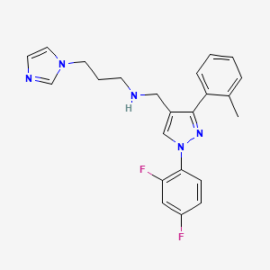 molecular formula C23H23F2N5 B4071110 N-{[1-(2,4-difluorophenyl)-3-(2-methylphenyl)-1H-pyrazol-4-yl]methyl}-3-(1H-imidazol-1-yl)-1-propanamine 