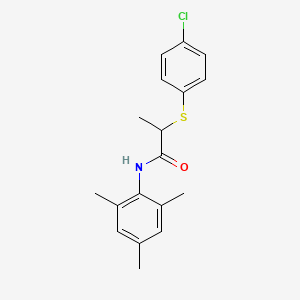 molecular formula C18H20ClNOS B4071117 2-[(4-chlorophenyl)thio]-N-mesitylpropanamide 