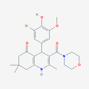 molecular formula C24H29BrN2O5 B4071118 4-(3-bromo-4-hydroxy-5-methoxyphenyl)-2,7,7-trimethyl-3-(4-morpholinylcarbonyl)-4,6,7,8-tetrahydro-5(1H)-quinolinone 