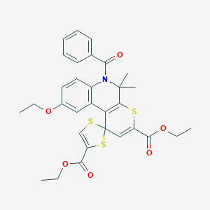 Diethyl 6'-benzoyl-9'-ethoxy-5',5'-dimethyl-5',6'-dihydrospiro[1,3-dithiole-2,1'-thiopyrano[2,3-c]quinoline]-3',4-dicarboxylate