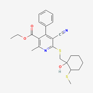 molecular formula C24H28N2O3S2 B4071163 ethyl 5-cyano-6-({[1-hydroxy-2-(methylthio)cyclohexyl]methyl}thio)-2-methyl-4-phenylnicotinate 