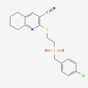 molecular formula C19H19ClN2O2S2 B4071170 2-({2-[(4-chlorobenzyl)sulfonyl]ethyl}thio)-5,6,7,8-tetrahydro-3-quinolinecarbonitrile 