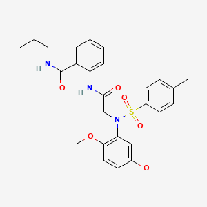 molecular formula C28H33N3O6S B4071199 2-({N-(2,5-dimethoxyphenyl)-N-[(4-methylphenyl)sulfonyl]glycyl}amino)-N-isobutylbenzamide 