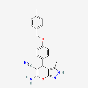 molecular formula C22H20N4O2 B4071209 6-amino-3-methyl-4-{4-[(4-methylbenzyl)oxy]phenyl}-1,4-dihydropyrano[2,3-c]pyrazole-5-carbonitrile 