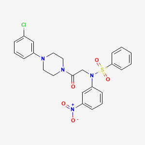 molecular formula C24H23ClN4O5S B4071224 N-{2-[4-(3-Chloro-phenyl)-piperazin-1-yl]-2-oxo-ethyl}-N-(3-nitro-phenyl)-benzenesulfonamide 