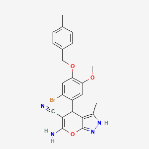 6-amino-4-{2-bromo-5-methoxy-4-[(4-methylbenzyl)oxy]phenyl}-3-methyl-1,4-dihydropyrano[2,3-c]pyrazole-5-carbonitrile
