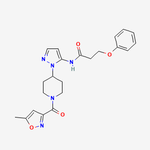 molecular formula C22H25N5O4 B4071300 N-(1-{1-[(5-methyl-3-isoxazolyl)carbonyl]-4-piperidinyl}-1H-pyrazol-5-yl)-3-phenoxypropanamide 
