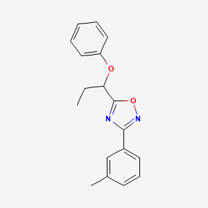 molecular formula C18H18N2O2 B4071306 3-(3-methylphenyl)-5-(1-phenoxypropyl)-1,2,4-oxadiazole 