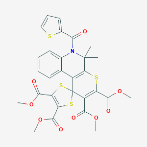 Tetramethyl 5',5'-dimethyl-6'-(2-thienylcarbonyl)-5',6'-dihydrospiro[1,3-dithiole-2,1'-thiopyrano[2,3-c]quinoline]-2',3',4,5-tetracarboxylate