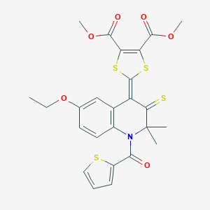 dimethyl 2-(6-ethoxy-2,2-dimethyl-1-(2-thienylcarbonyl)-3-thioxo-2,3-dihydro-4(1H)-quinolinylidene)-1,3-dithiole-4,5-dicarboxylate