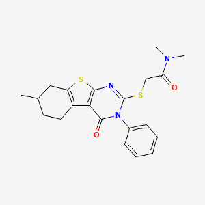 molecular formula C21H23N3O2S2 B4071333 N,N-dimethyl-2-[(7-methyl-4-oxo-3-phenyl-3,4,5,6,7,8-hexahydro[1]benzothieno[2,3-d]pyrimidin-2-yl)thio]acetamide 