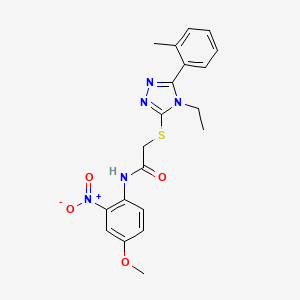 molecular formula C20H21N5O4S B4071352 2-{[4-ethyl-5-(2-methylphenyl)-4H-1,2,4-triazol-3-yl]thio}-N-(4-methoxy-2-nitrophenyl)acetamide 