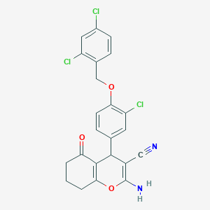 molecular formula C23H17Cl3N2O3 B4071363 2-amino-4-{3-chloro-4-[(2,4-dichlorobenzyl)oxy]phenyl}-5-oxo-5,6,7,8-tetrahydro-4H-chromene-3-carbonitrile 