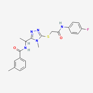 molecular formula C21H22FN5O2S B4071367 N-{1-[5-({2-[(4-fluorophenyl)amino]-2-oxoethyl}thio)-4-methyl-4H-1,2,4-triazol-3-yl]ethyl}-3-methylbenzamide 