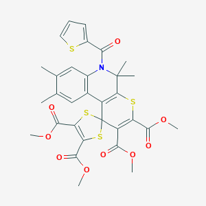 molecular formula C31H29NO9S4 B407137 Tetramethyl 5',5',8',9'-tetramethyl-6'-(2-thienylcarbonyl)-5',6'-dihydrospiro[1,3-dithiole-2,1'-thiopyrano[2,3-c]quinoline]-2',3',4,5-tetracarboxylate 